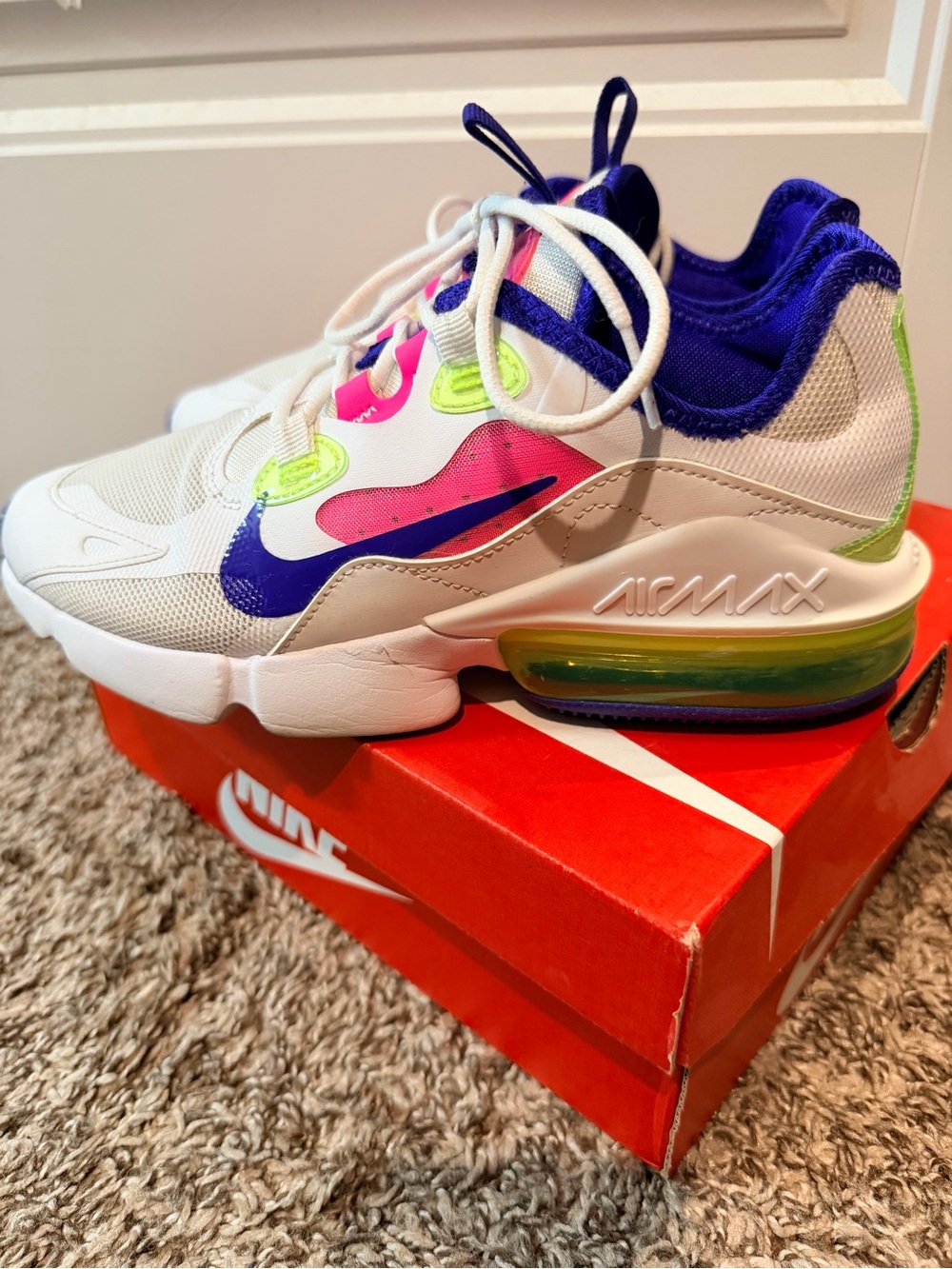 Nike Air Max Sneakers with Purple, Hot Pink and Neon Green Accents